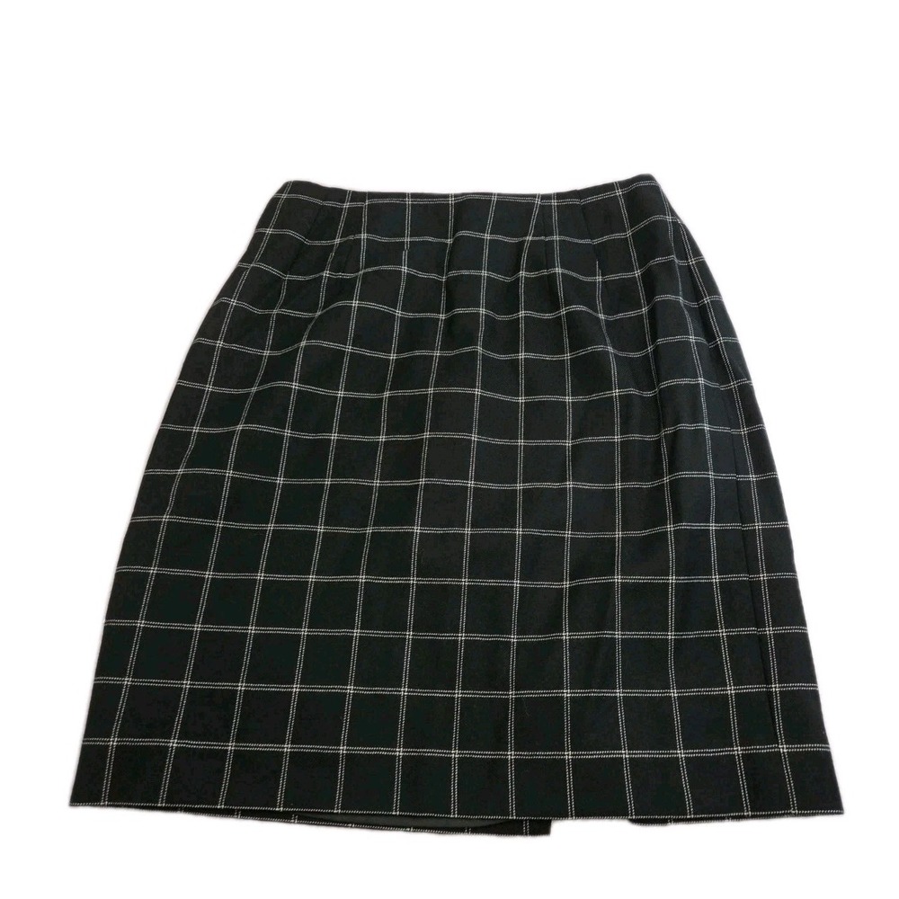 Vintage Amanda Smith Wool Pencil Skirt Size 8 Black With White Lines.